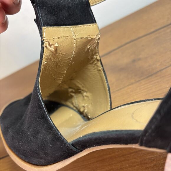 Jack Rogers Cameron Sandals Black Suede Open Toe Ankle Strap Block Heel Wms 6.5 - Picture 11 of 12